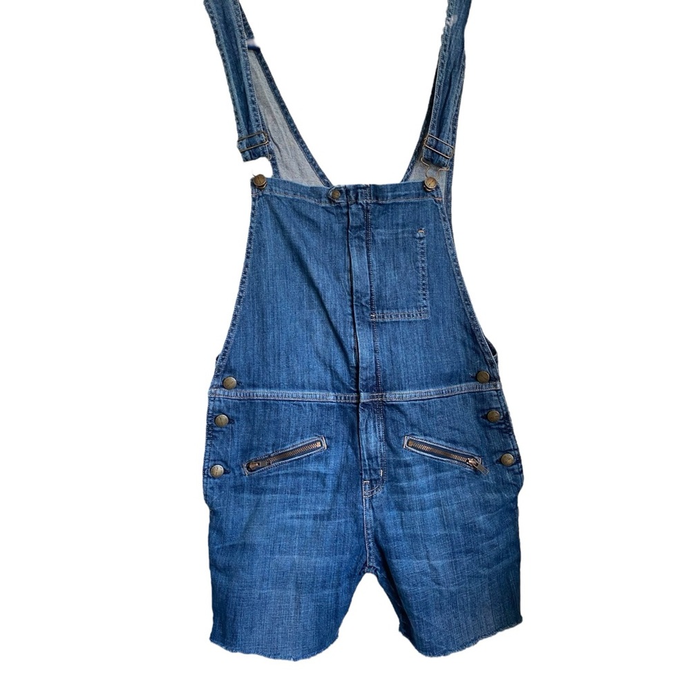 Current Elliott Denim Overall Shorts Sz 0 Western Chic Ranch Dungarees Festival
